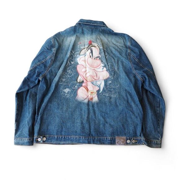 Disney Studios Vintage 90s "Grumpy- Snow White" Denim Jean Jacket Men's XXL - Picture 3 of 11